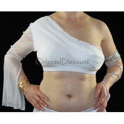 Top de danse orientale à manche blanc