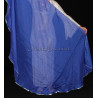 Voile demi lune de danse orientale bleu roy argent
