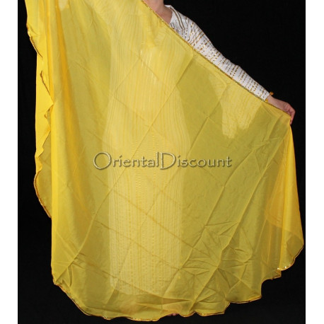 Voile demi lune de danse orientale jaune doré