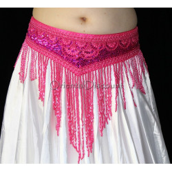 Ceinture de danse orientale perlée fuschia
