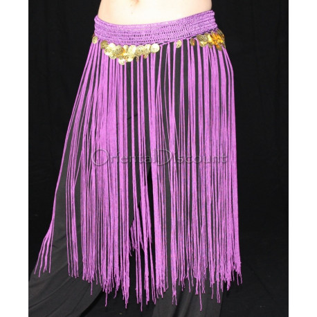 Ceinture de danse orientale à fils et sequins violet