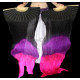 Paire d'Eventails en soie ourlés noir violet fuschia