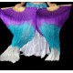 Paire d'Eventails en soie ourlés violet turquoise blanc