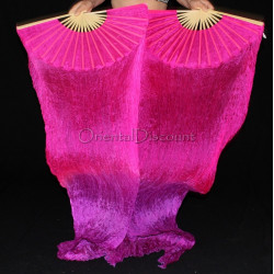 Paire d'Eventails en soie fuschia parme