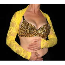 Boléro de danse orientale dentelle jaune