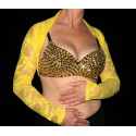Boléro de danse orientale dentelle jaune