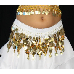 Ceinture enfant de danse orientale paillettes blanc
