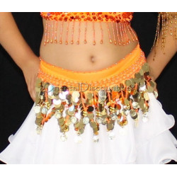 Ceinture enfant de danse orientale paillettes orange