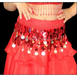 Ceinture enfant de danse orientale paillettes rouge