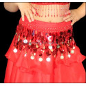 Ceinture enfant de danse orientale paillettes rouge