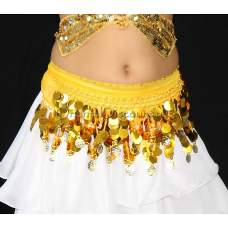 Ceinture enfant de danse orientale paillettes jaune