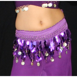 Ceinture enfant de danse orientale paillettes violet
