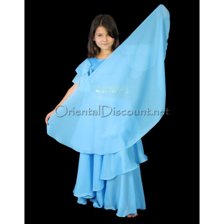 Voile demi lune enfant de danse orientale turquoise