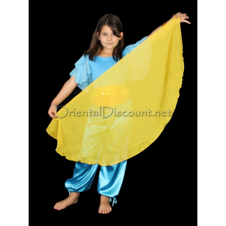 Voile demi lune enfant de danse orientale jaune