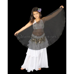 Voile demi lune enfant de danse orientale noir