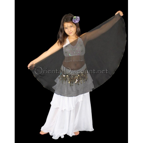 Voile demi lune enfant de danse orientale noir