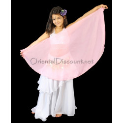 Voile demi lune enfant de danse orientale rose