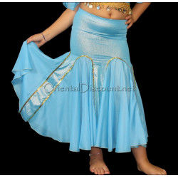 Jupe sirène voilée de danse orientale enfant turquoise