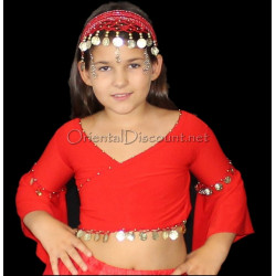Top de danse orientale enfant 8/12 ans rouge
