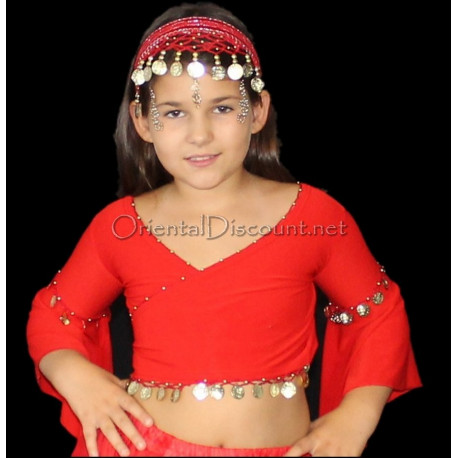 Top de danse orientale enfant 8/12 ans rouge
