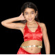 Top satiné de danse orientale enfant rouge