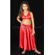 Top satiné de danse orientale enfant rouge
