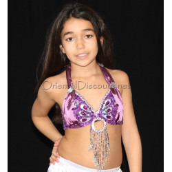 Soutien gorge satin enfant de danse orientale violet