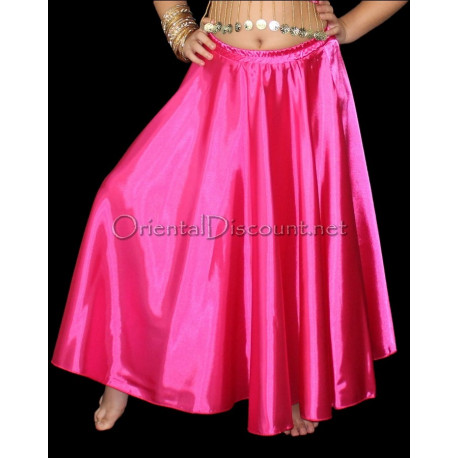Jupe satin enfant de danse orientale fushia