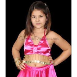 Top satiné de danse orientale enfant rose