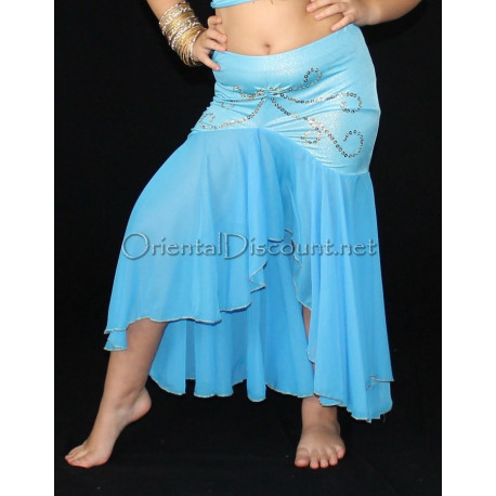 Jupe sirène enfant de danse orientale turquoise