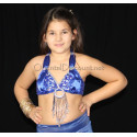 Soutien gorge satin enfant de danse orientale bleu roy