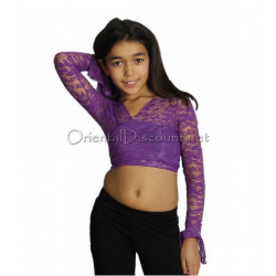 Top dentelle de danse orientale enfant violet