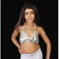 Soutien gorge de danse orientale enfant argent