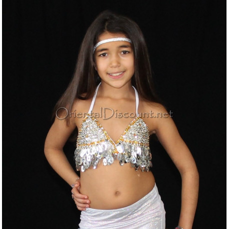 Soutien gorge de danse orientale enfant argent