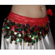 Ceinture de danse orientale rouge et pastilles multicolores