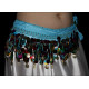 Ceinture de danse orientale turquoise et pastilles multicolores