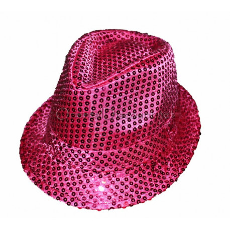 Chapeau paillette fuschia