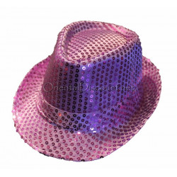 Chapeau paillette parme