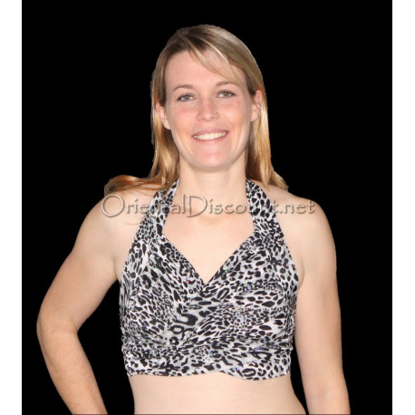 Bustier de danse orientale dos nu léopard