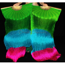 Eventail de danse orientale vert turquoise fuschia