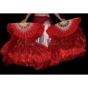 Paire d'éventails ourlés de danse orientale rouge