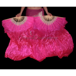Paire d'éventails non ourlés de danse orientale fuschia