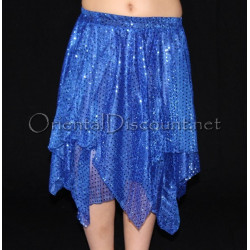 Jupe de danse orientale enfant pailletée bleu roy