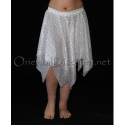 Jupe de danse orientale enfant pailletée blanc