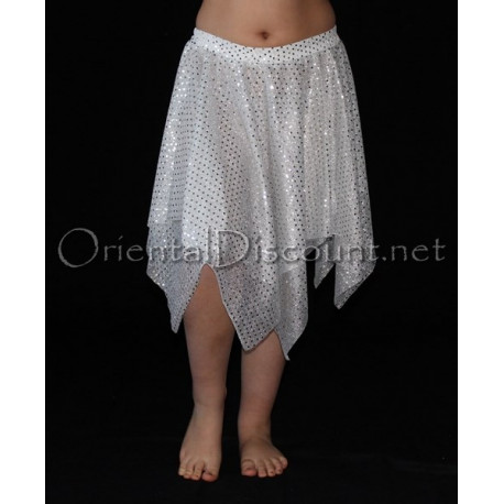 Jupe de danse orientale enfant pailletée blanc