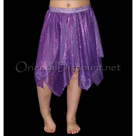Jupe de danse orientale enfant pailletée violet