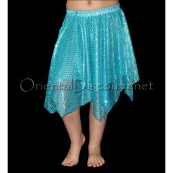 Jupe de danse orientale enfant pailletée turquoise