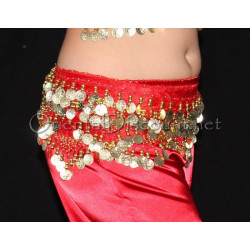 Ceinture de danse orientale enfant rouge