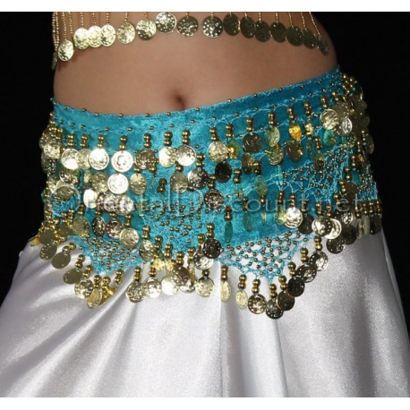Ceinture de danse orientale enfant turquoise