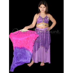 Petit eventail de danse orientale fuschia violet